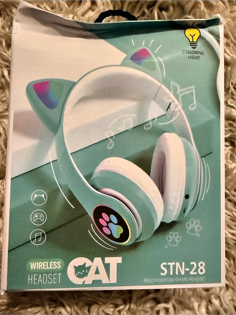 Unbranded STN-28 LED Cat On-Ear Headset in Green  NWT